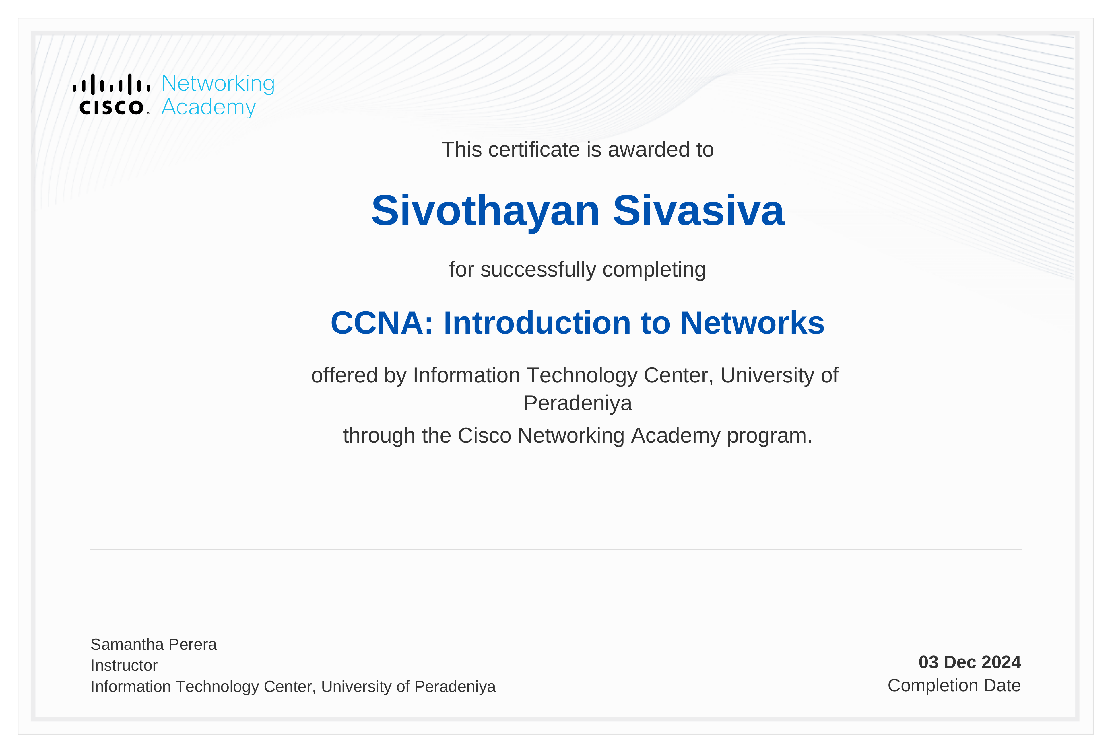 Preview of CCNA: Introduction to Networks certificate
